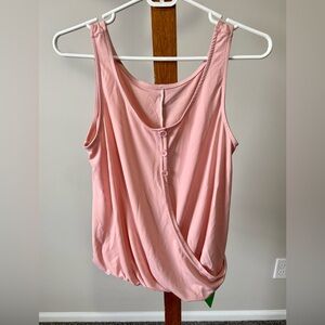 Halara Women's U Neck Front Crossover Tank Top in Pink XS NWT